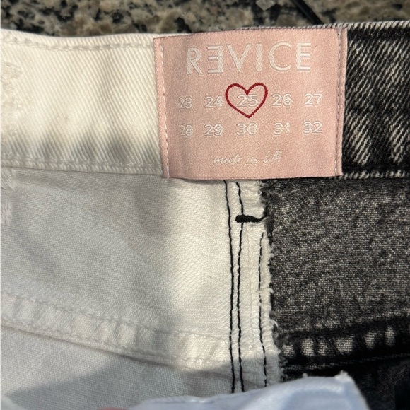 Revice High Rise Two-Tone Button Fly Jeans Sz 25 Black & White USA Made - Picture 2 of 6
